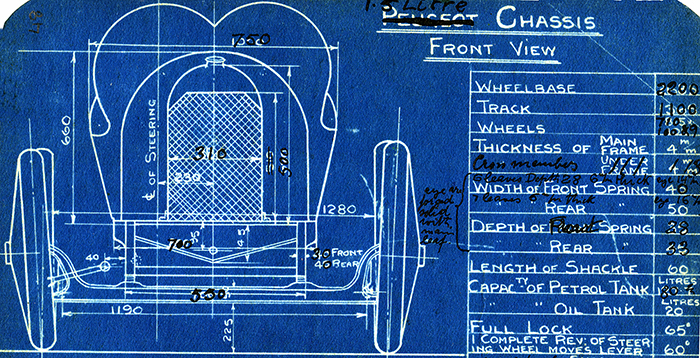 Blueprint-of-modified-Peugeot-racing-car-from-notebook-of-Georges-Henry-Roesch