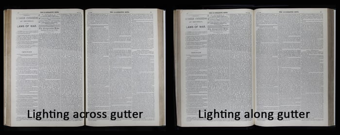 Lighting comparison - book gutter